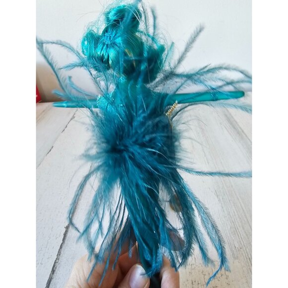 Katherine's collection green teal feather lady glass Italian style ornament Xmas - Picture 4 of 9